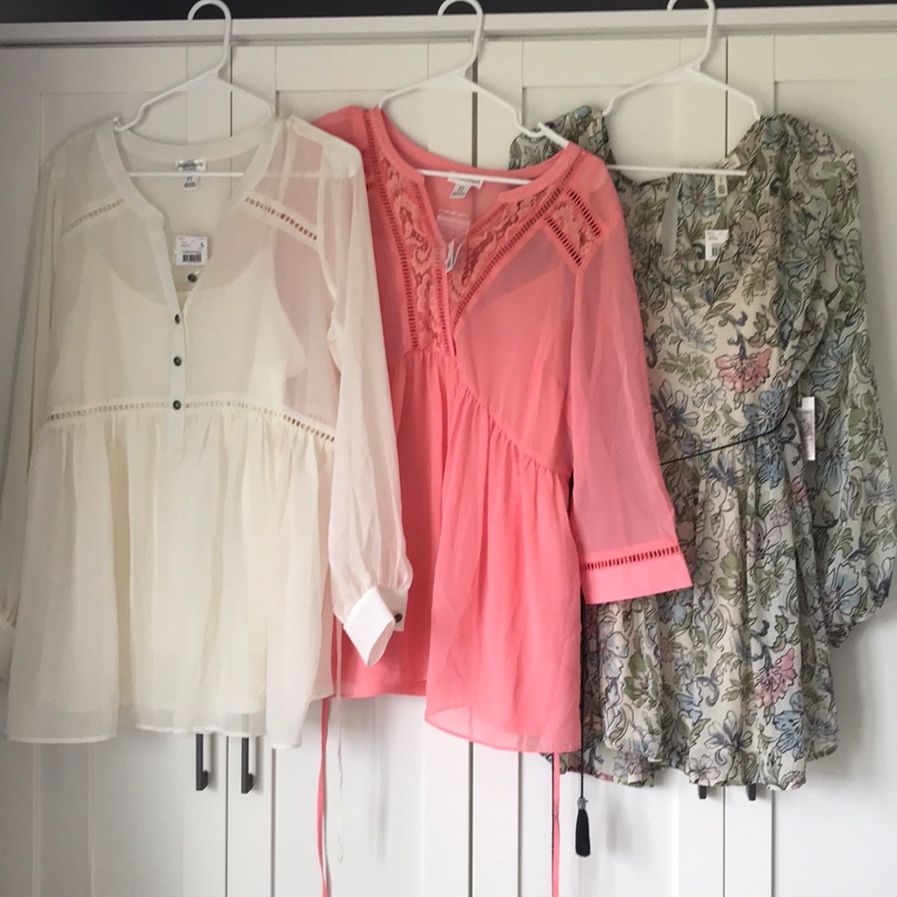 Three maternity tops